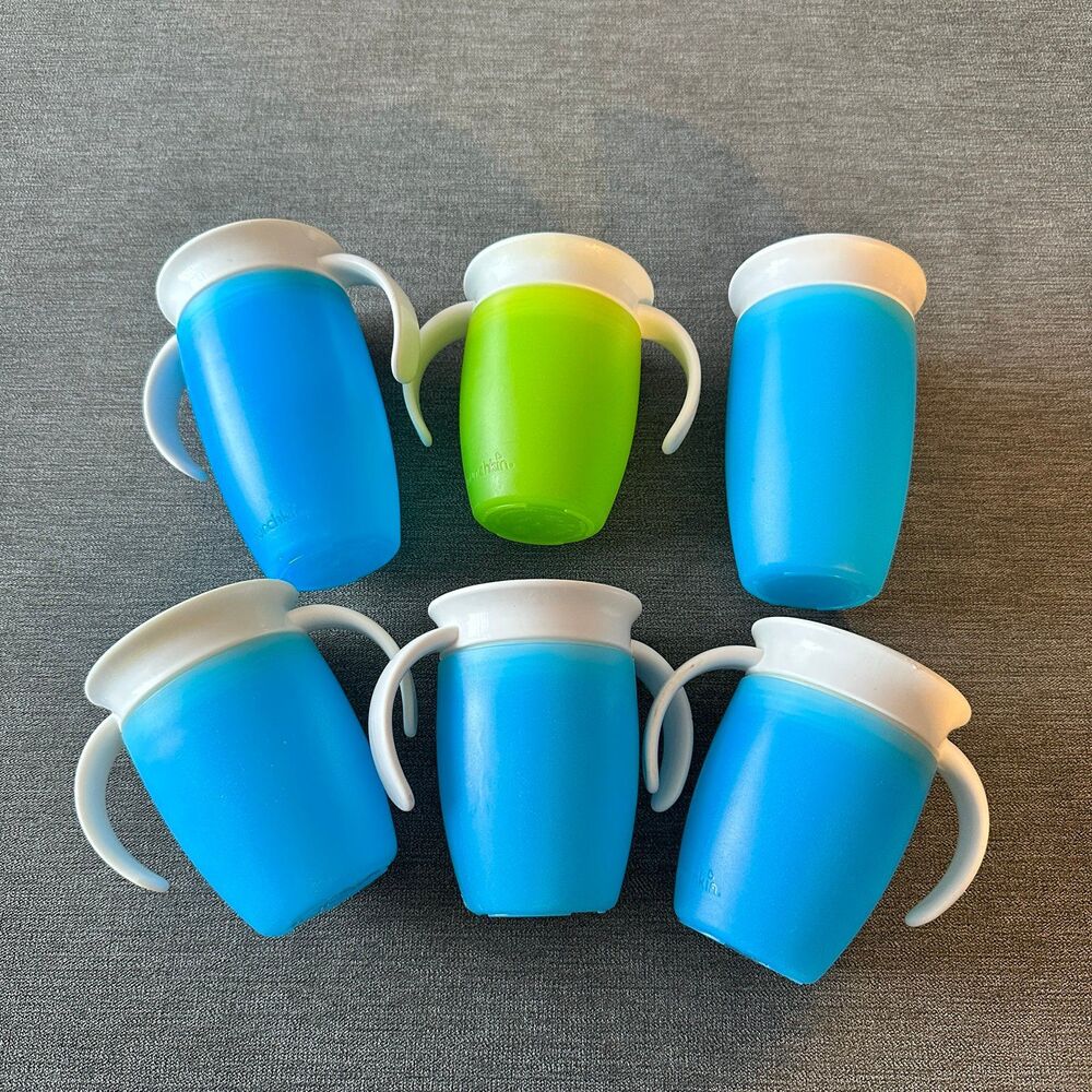 6 Munchkin Miracle 360 Toddler Sippy Cups, 6 Months and 1 Year Old, Spill Proof